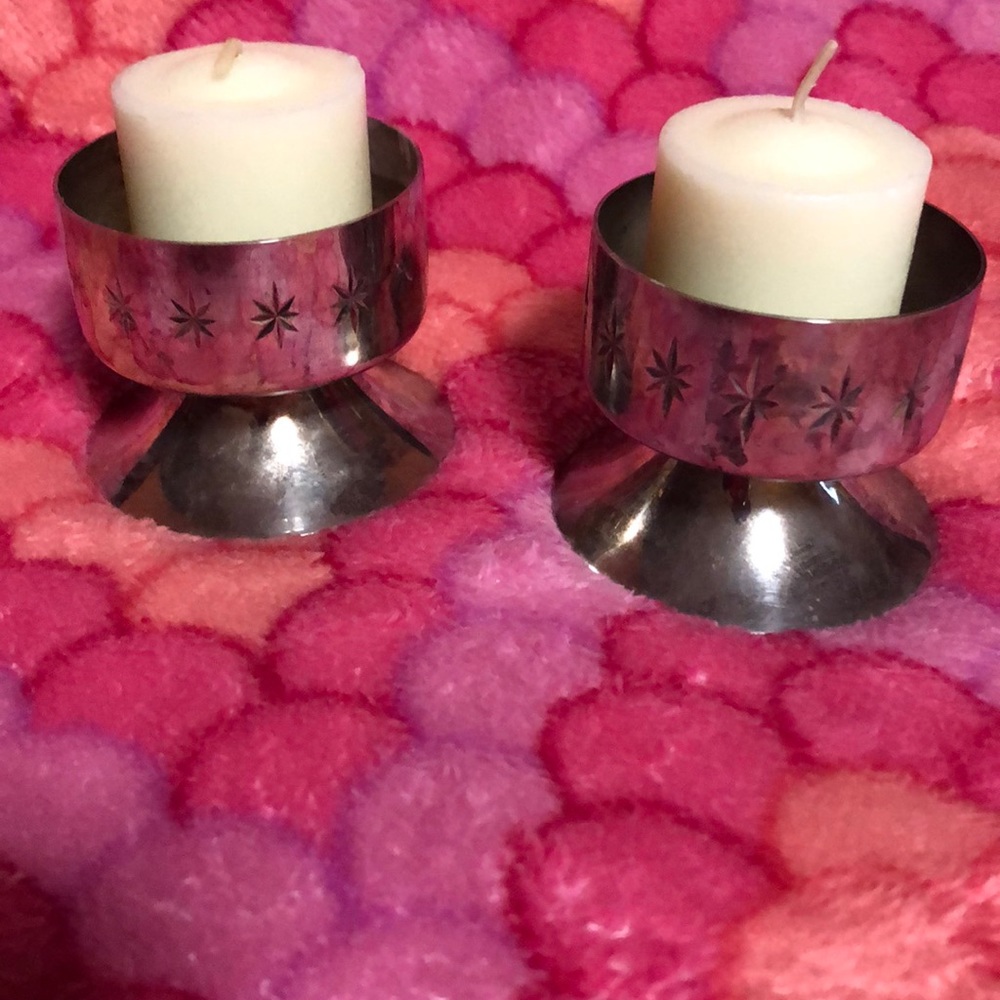 Silver plated small candle holders